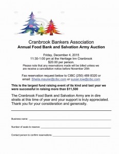 Food Bank Auction reservation form 2015
